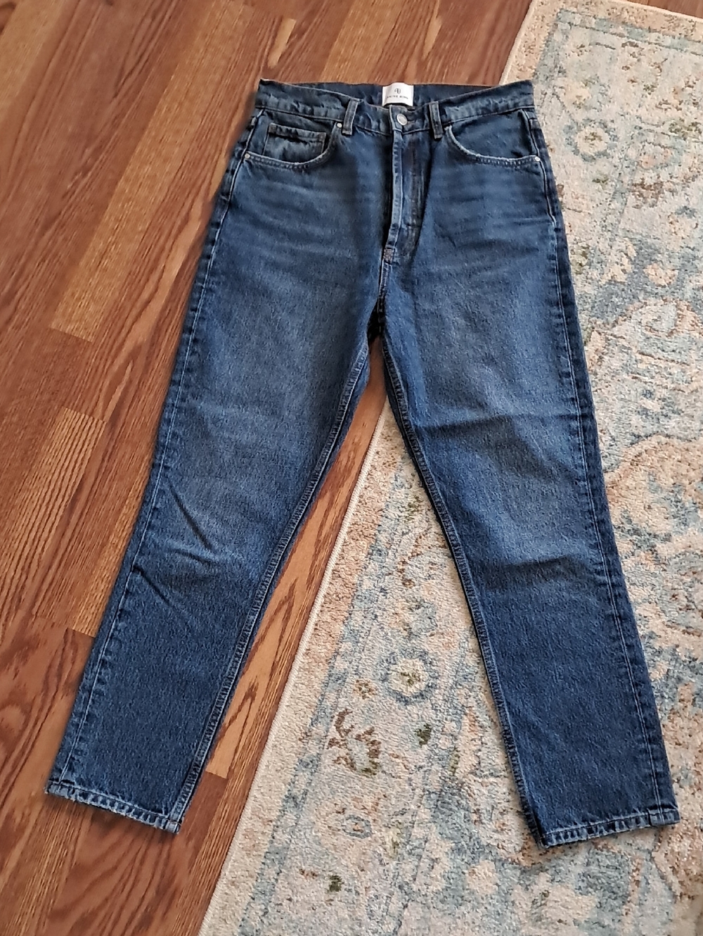 Anine Bing Dark Blue High-Waist Straight Leg Jeans